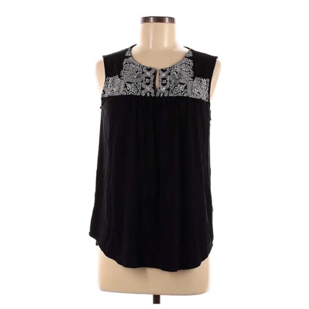 AdriennePapel black embroidered boho top